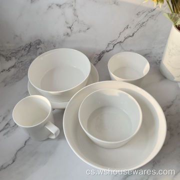 Stohovatelné kulaté bílé nádobí